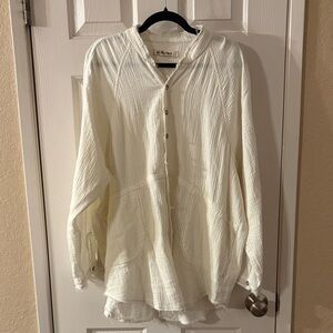 Free People Summer Daydream Button down Top Cotton Gauze with pockets
